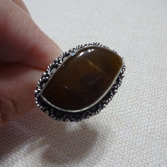 Natural MONTANA AGATE Handmade Sterling Ring Size 7 #869B - Picture 2 of 3